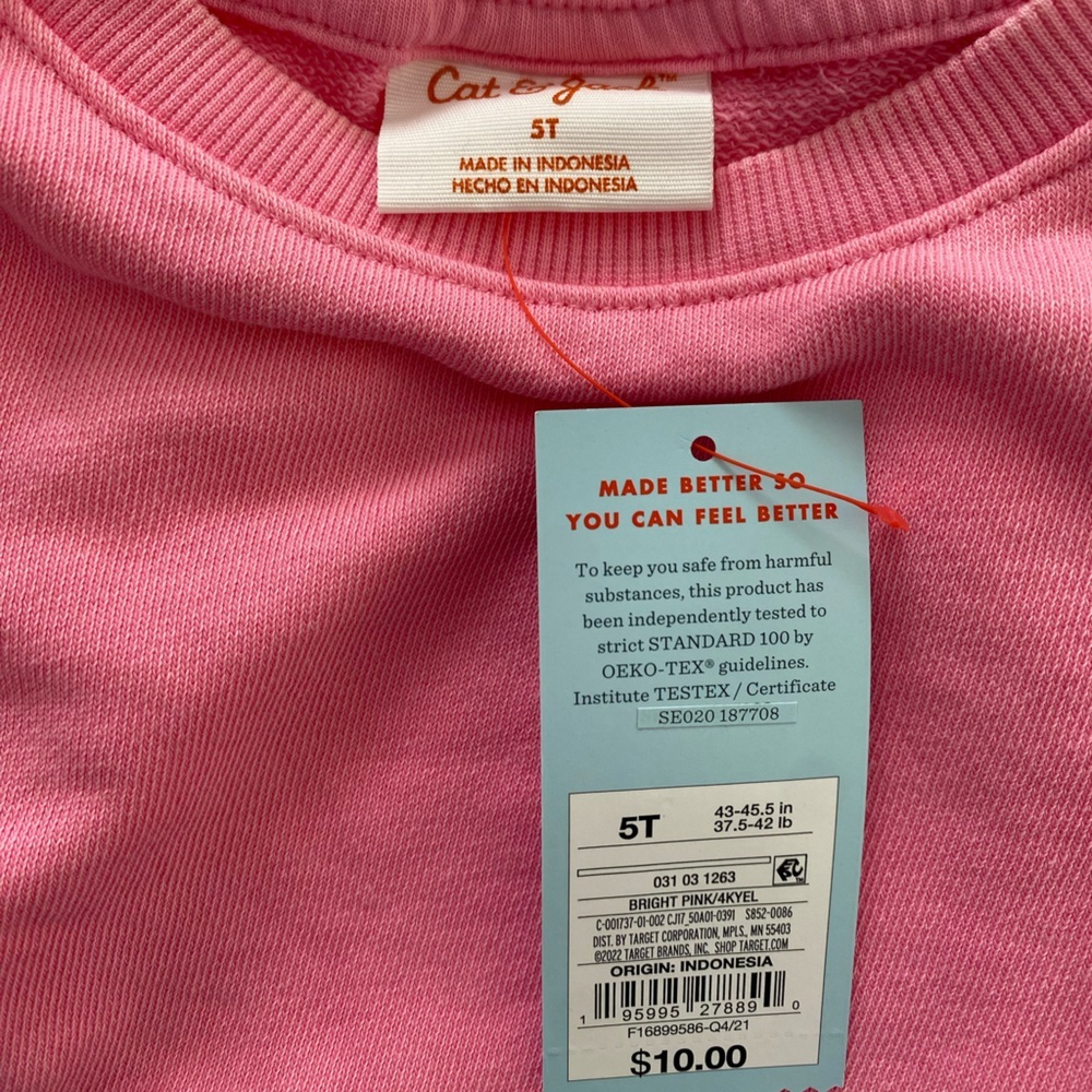 NWT Cat & Jack Bright Pink Sweatshirt Size 5T - Picture 4 of 4